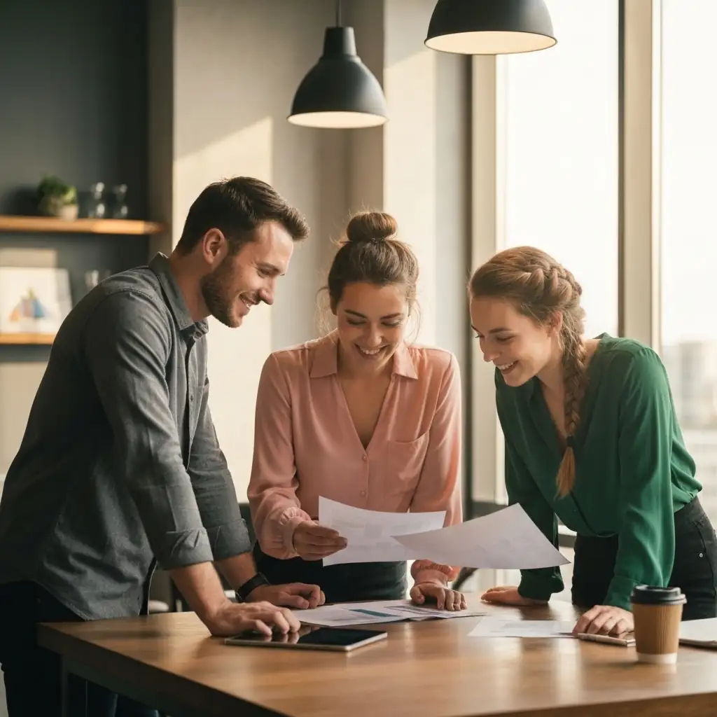 Young coworkers planning in casual setting