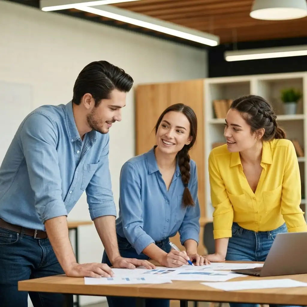 Young coworkers planning in casual setting