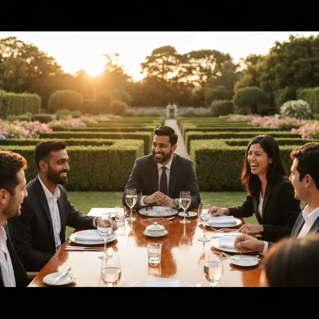 Team dining outdoors